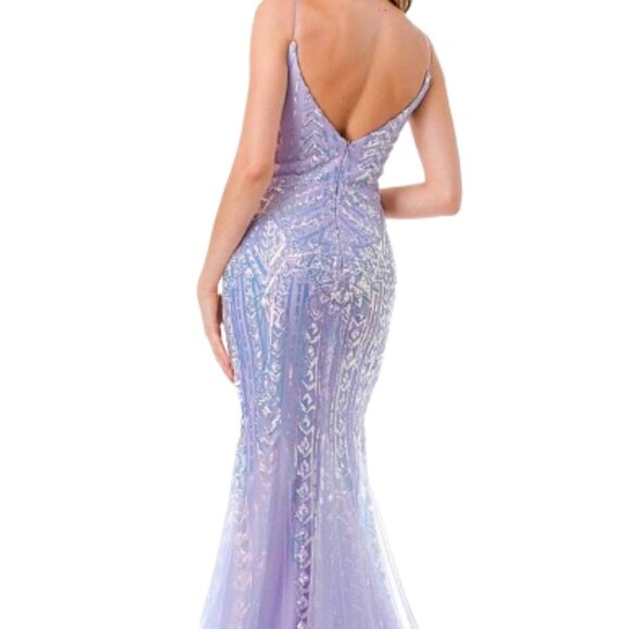 NWT Aspeed Design L2816J Sequins Prom Dress Lilac Size XL - Picture 3 of 9